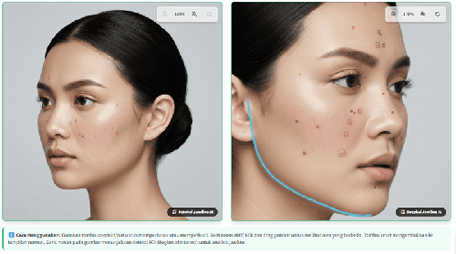 Contoh analisis foto sisi kiri dan kanan pada Advanced Skin Analysis